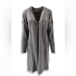 So Comfy Side Pebby Forevee Slit Gray Cardigan